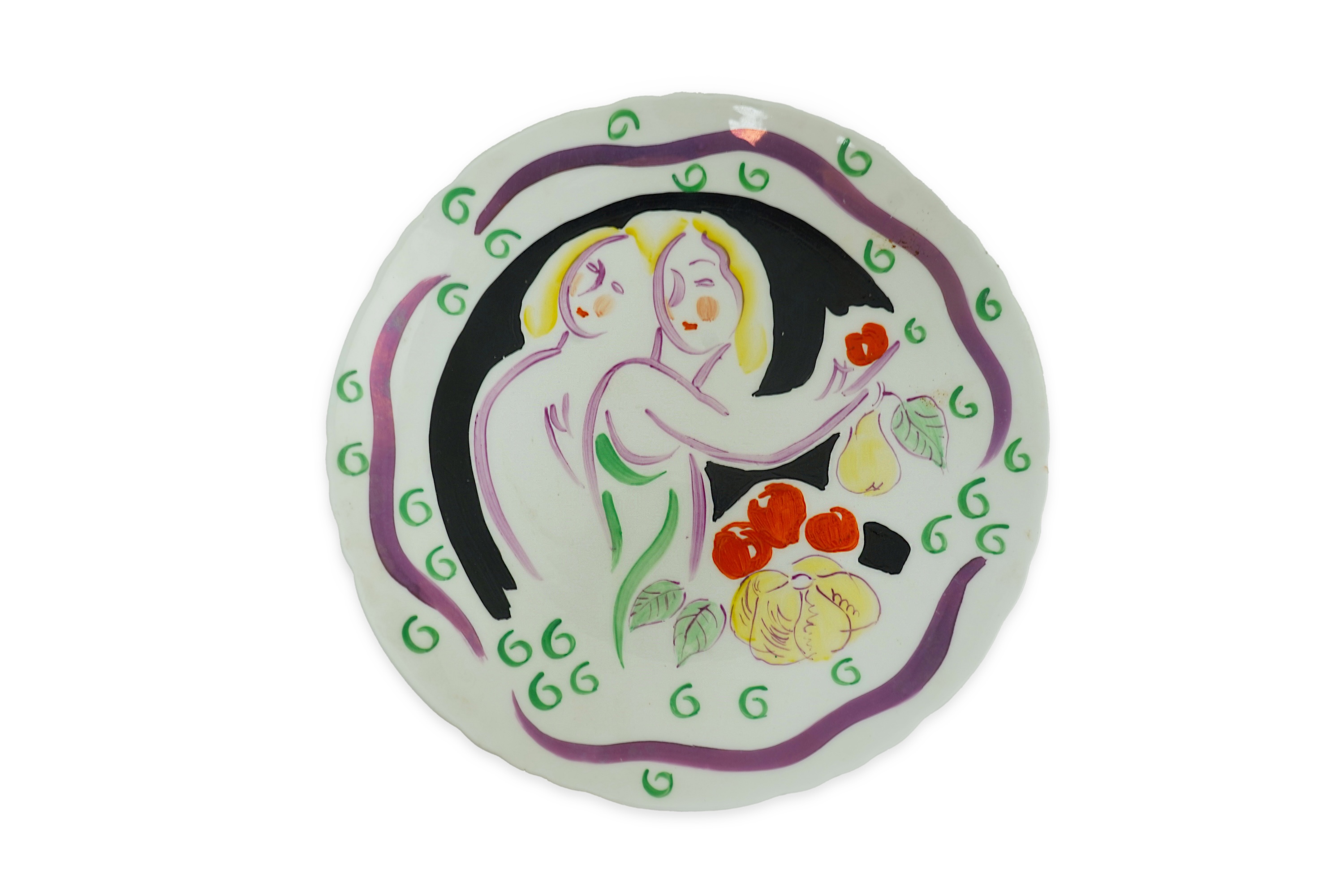 Dame Laura Knight DBE, RA, RWS (1877-1970) for Foley China: An 'Adam & Eve' plate